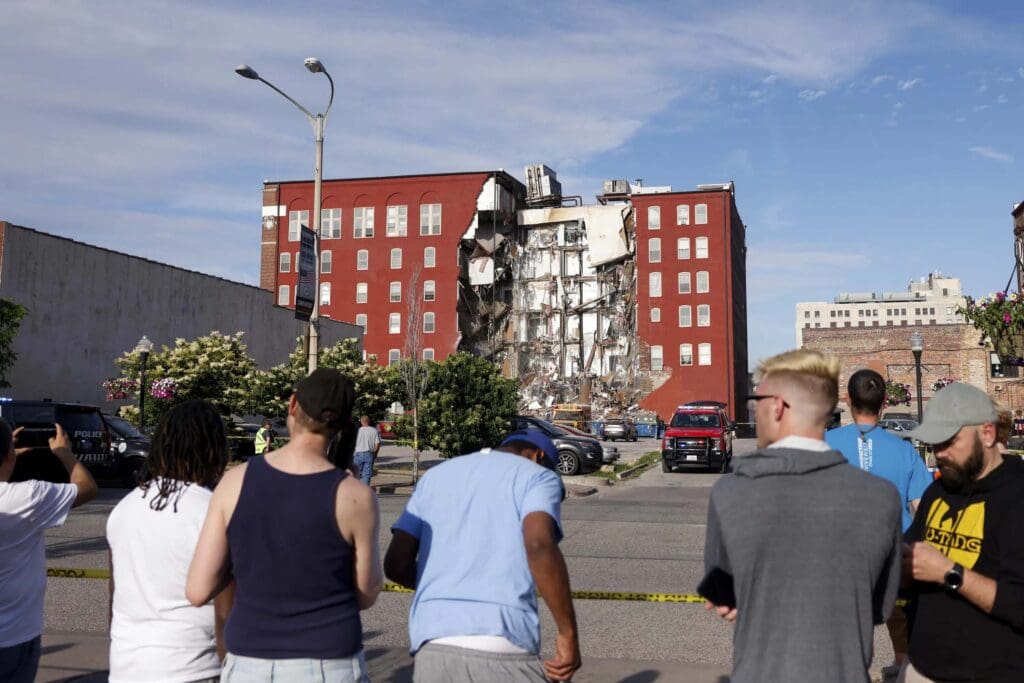 Rescue operations underway after apartment building partially collapses in Davenport, Iowa