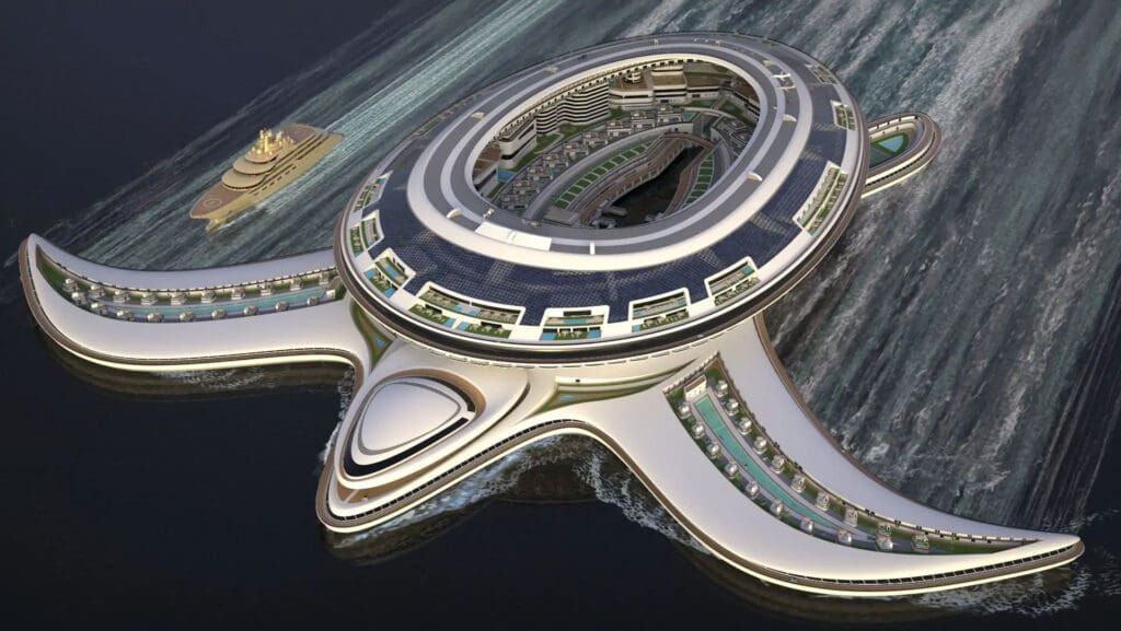 Pangeos The Terayacht: Saudi Arabia $8 billion Floating City Mega Project That Look Like A Turtle floating city in saudi arabia